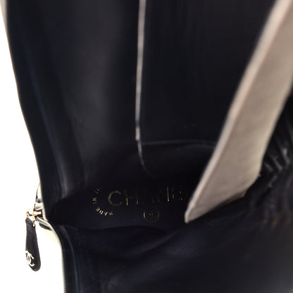 Chanel Suede Calfskin Trocadero Knee High Boots 39.5 Beige Black 7 of 7