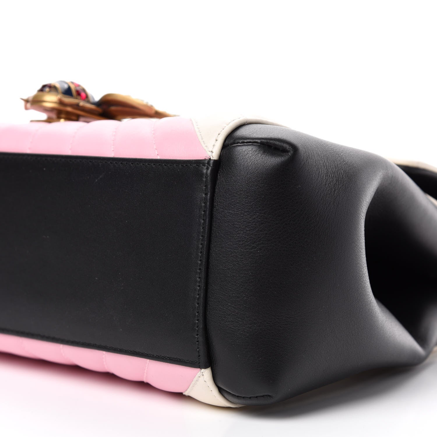 Gucci Calfskin Bamboo Trapuntata Queen Margaret Top Handle Bag Blue Agata Hibiscus Red Mystic White Sugar Pink 7 of 10