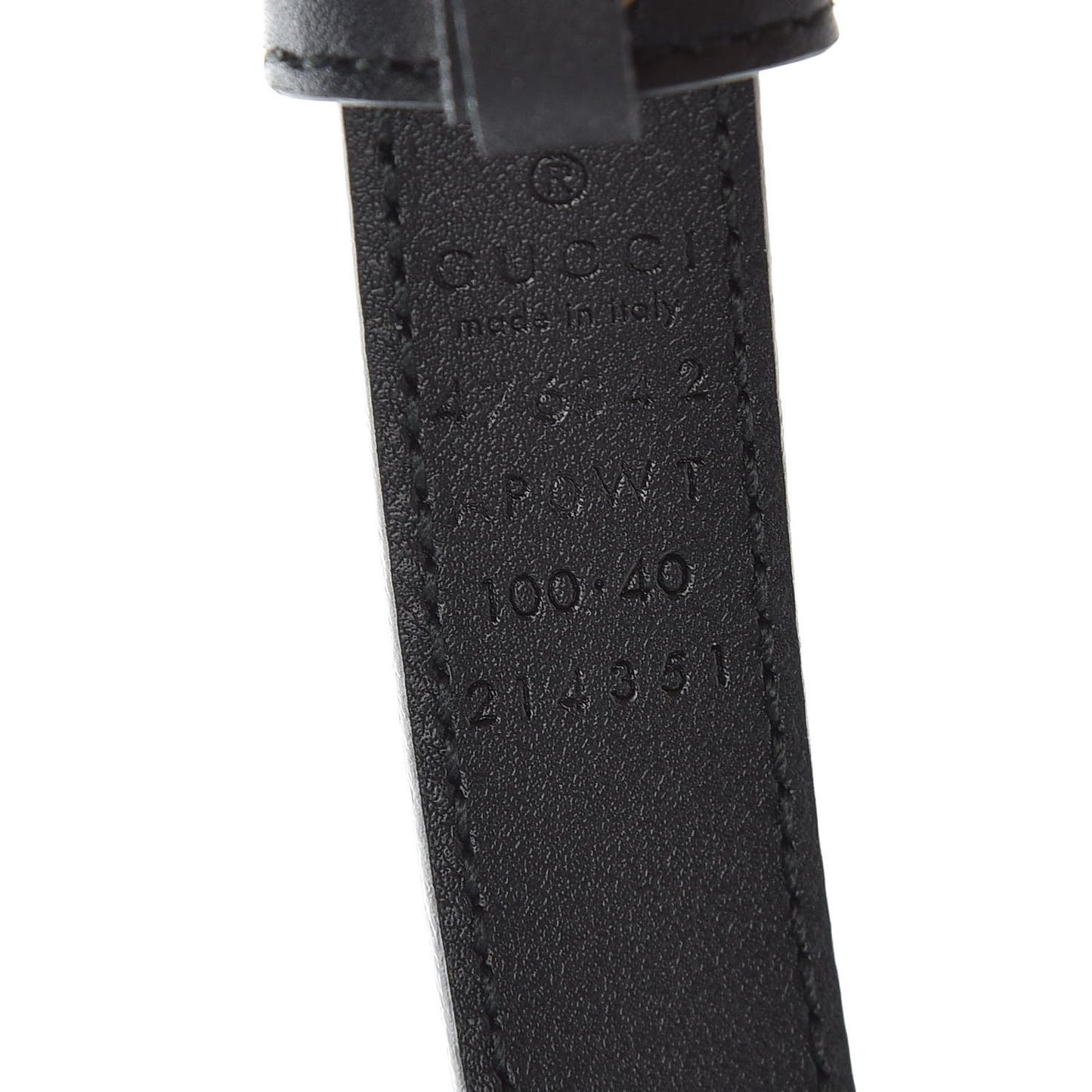 Calfskin Pearl Double G 20mm Belt 100 40 Black Cream