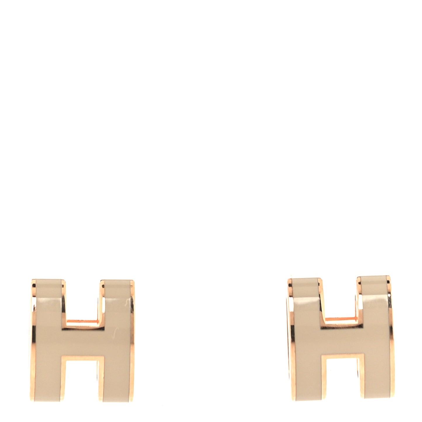 Rose Gold Lacquered Mini Pop H Earrings  Marron Glace