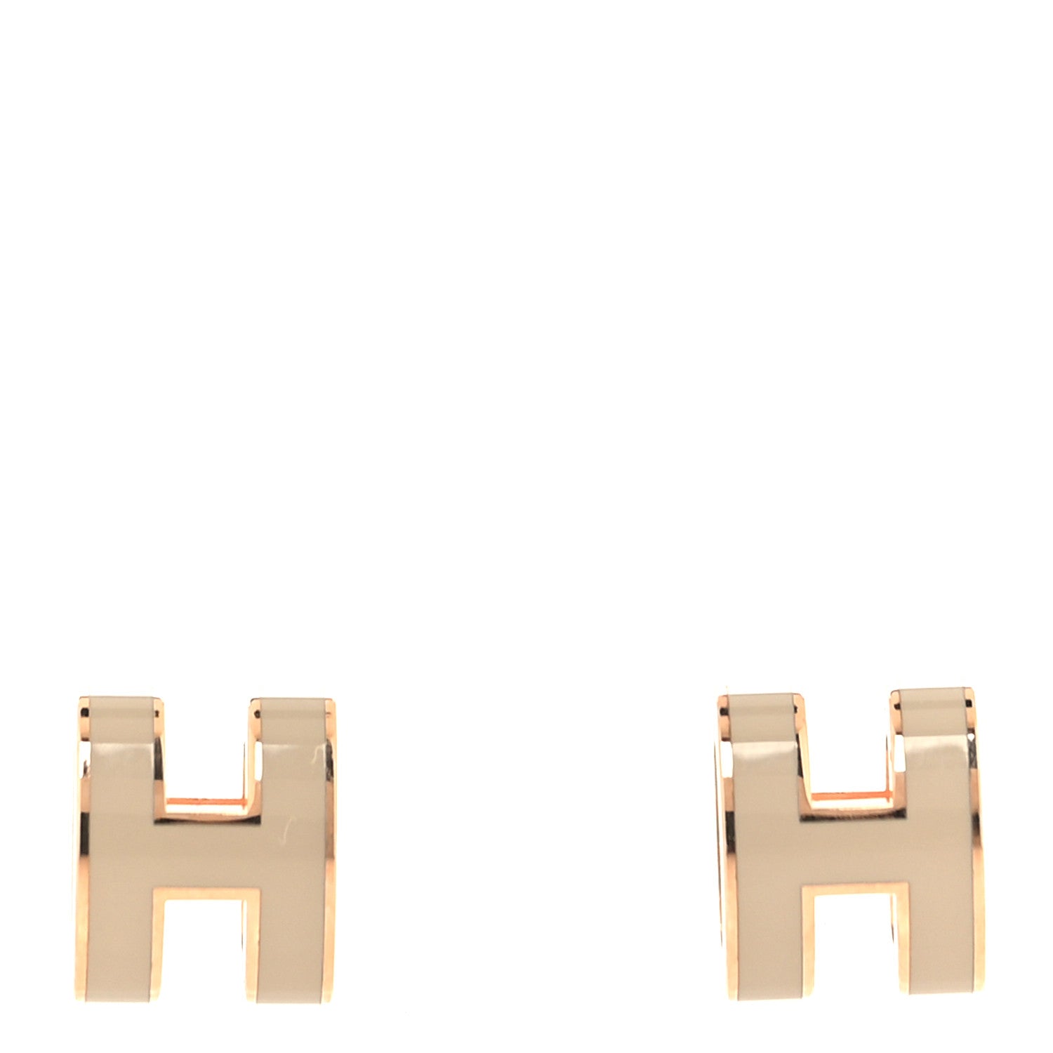 Hermes Rose Gold Lacquered Mini Pop H Earrings  Marron Glace 1 of 6