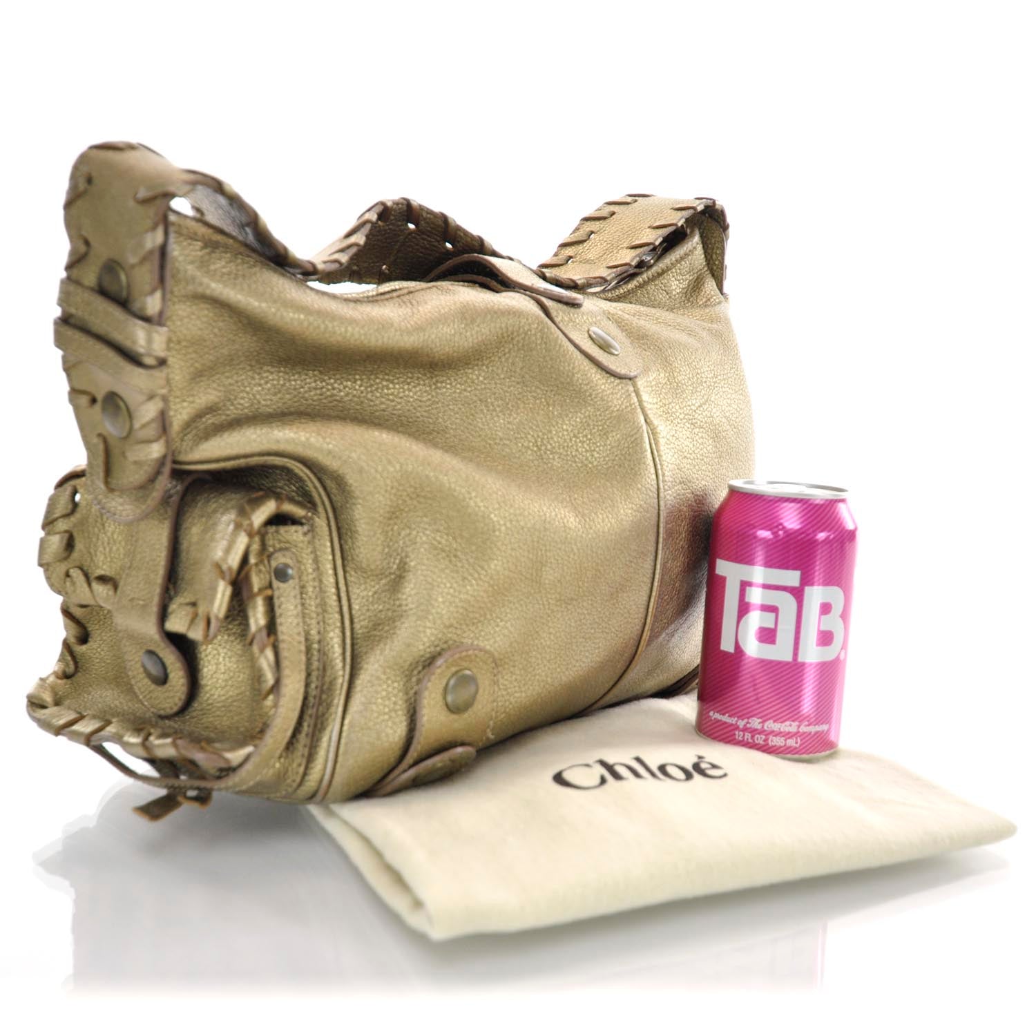 Chloe Metallic Calfskin Silverado Hobo Beige 3 of 10