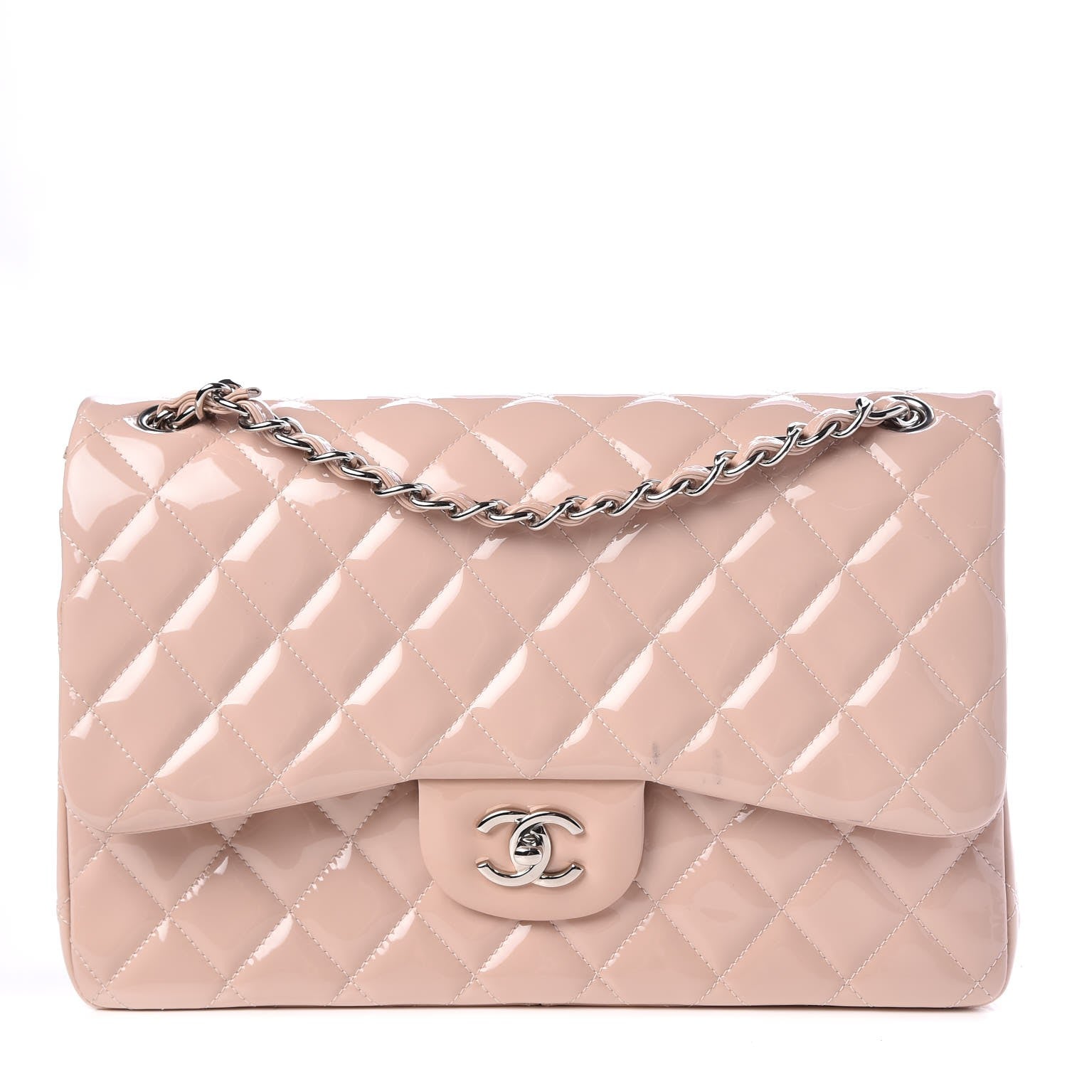 Chanel Patent Quilted Jumbo Double Flap Light Pink 1 of 11