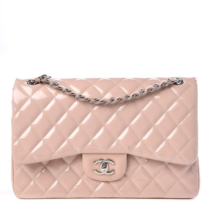 Chanel Patent Quilted Jumbo Double Flap Light Pink 1 of 11