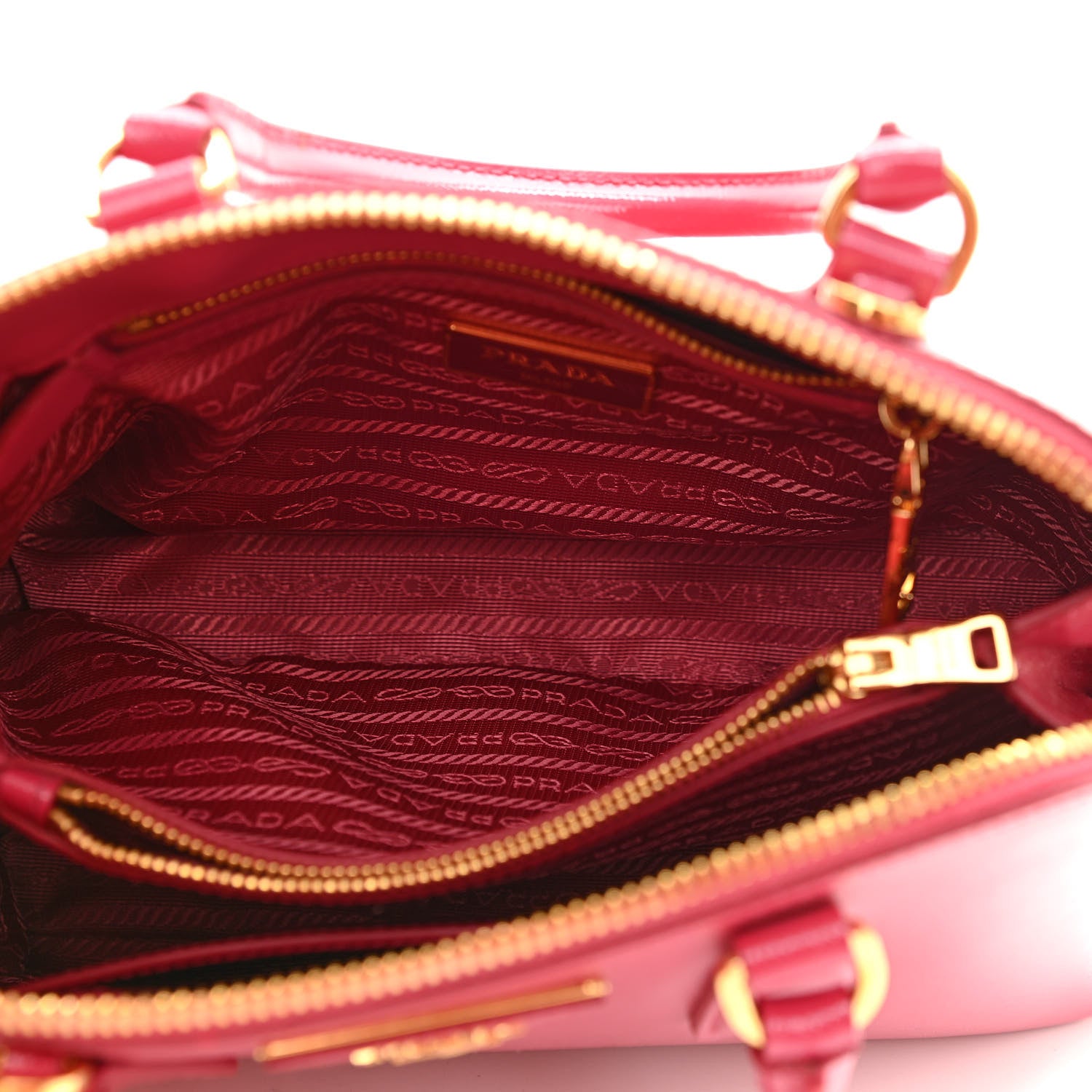 Prada Saffiano Vernice Small Promenade Tote Peonia 6 of 16