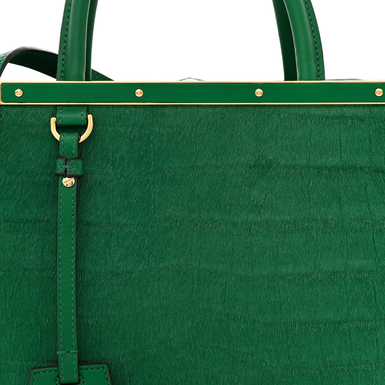 Fendi Calfskin Calf Hair Crocodile Embossed Petite 2Jours Tote Emerald 7 of 9