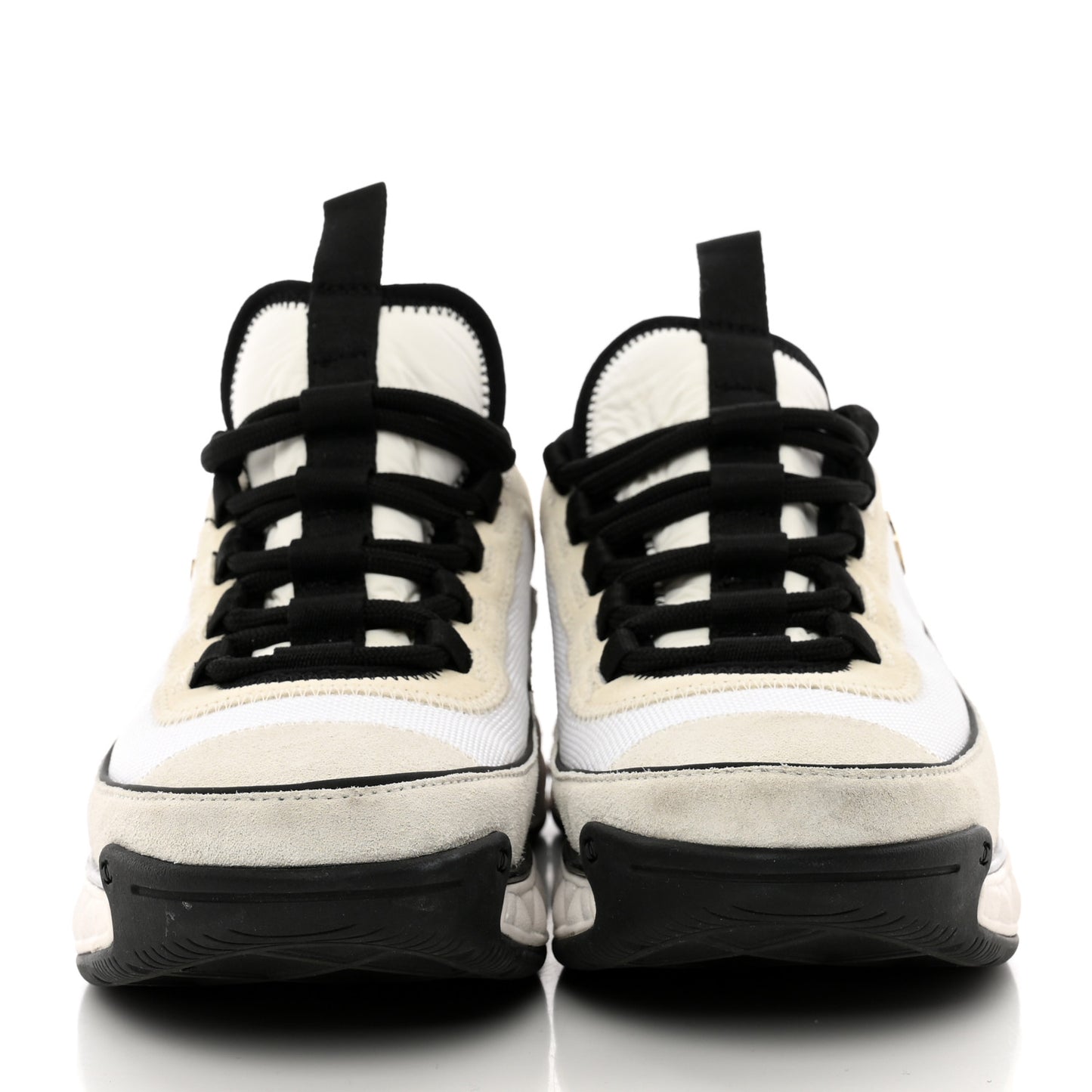 Fabric Suede Calfskin CC Sneakers 37 White Light Grey