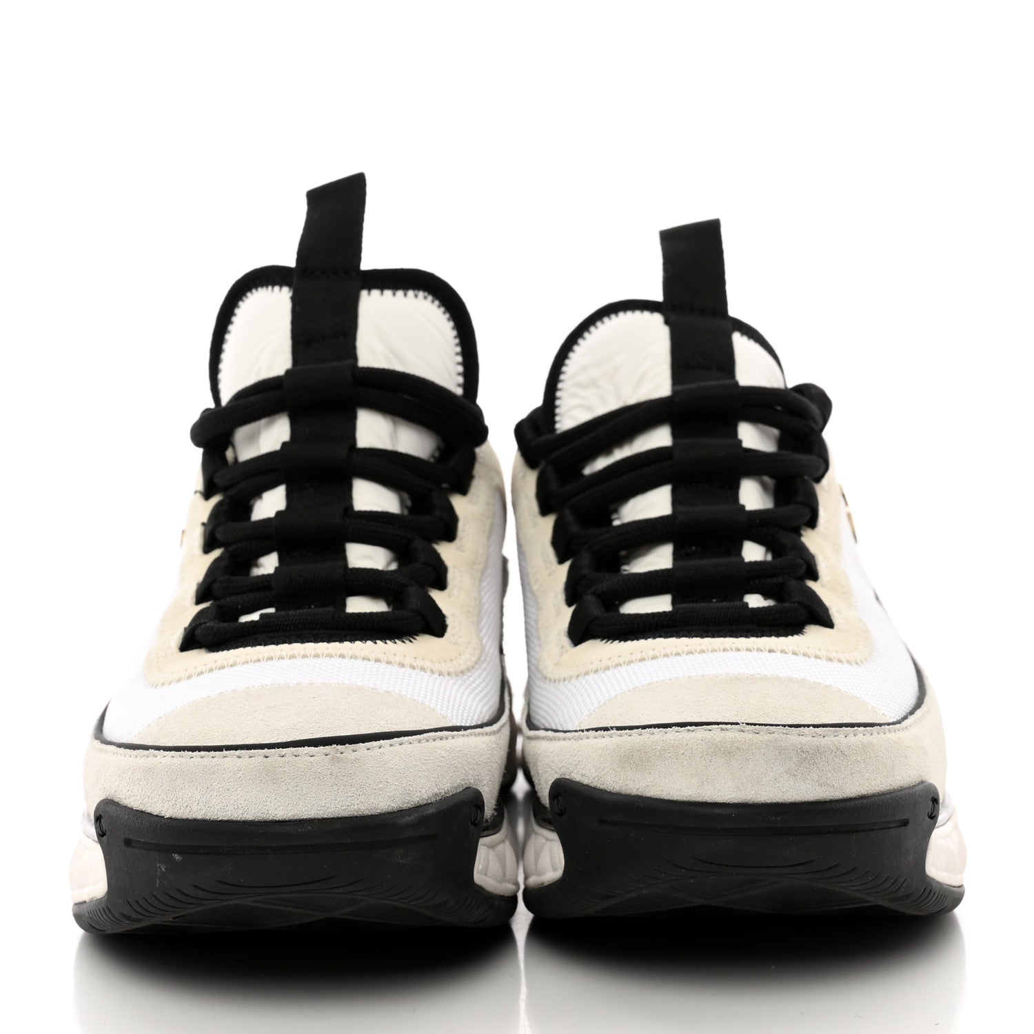 Chanel Fabric Suede Calfskin CC Sneakers 37 White Light Grey 2 of 14