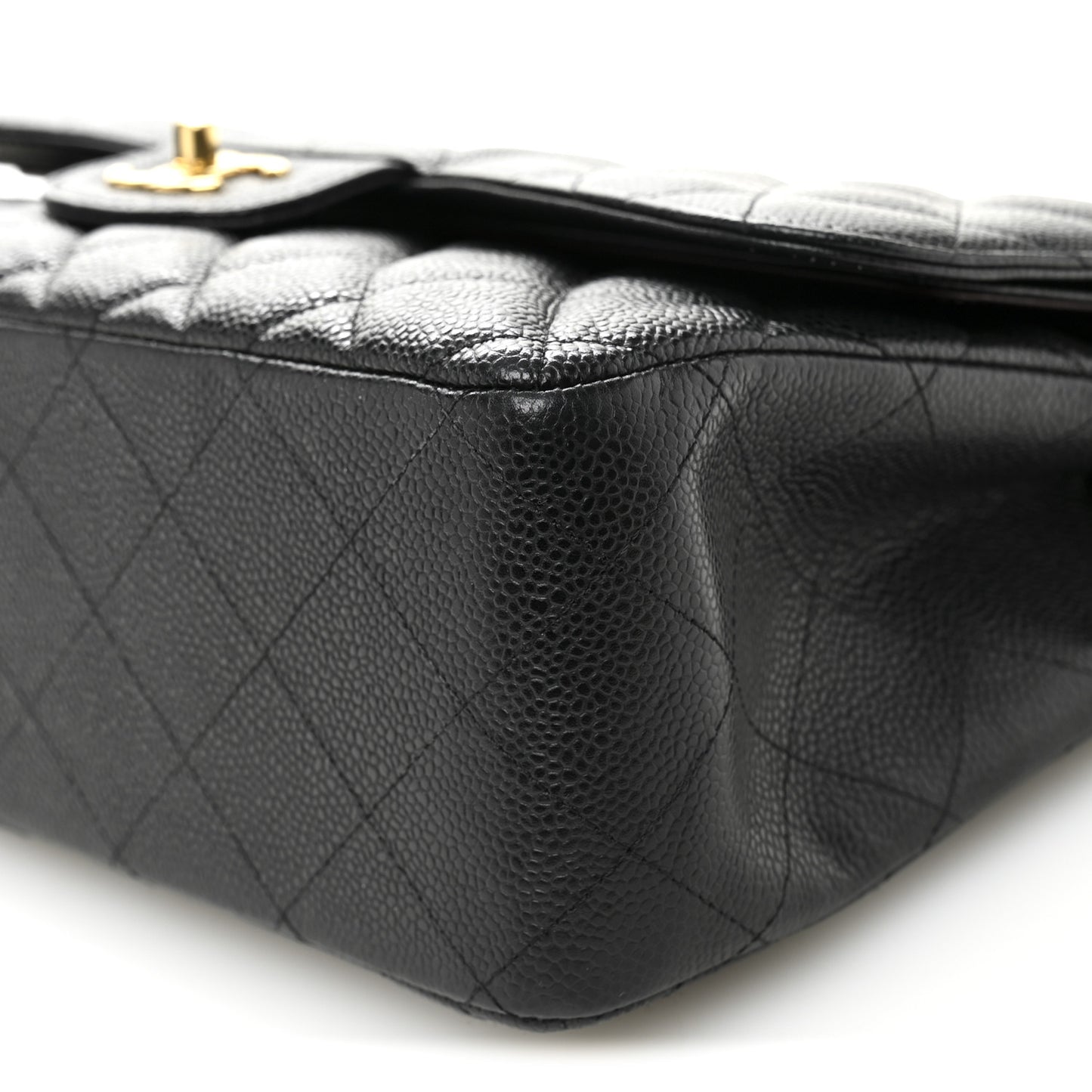 Caviar Quilted Jumbo Double Flap Black