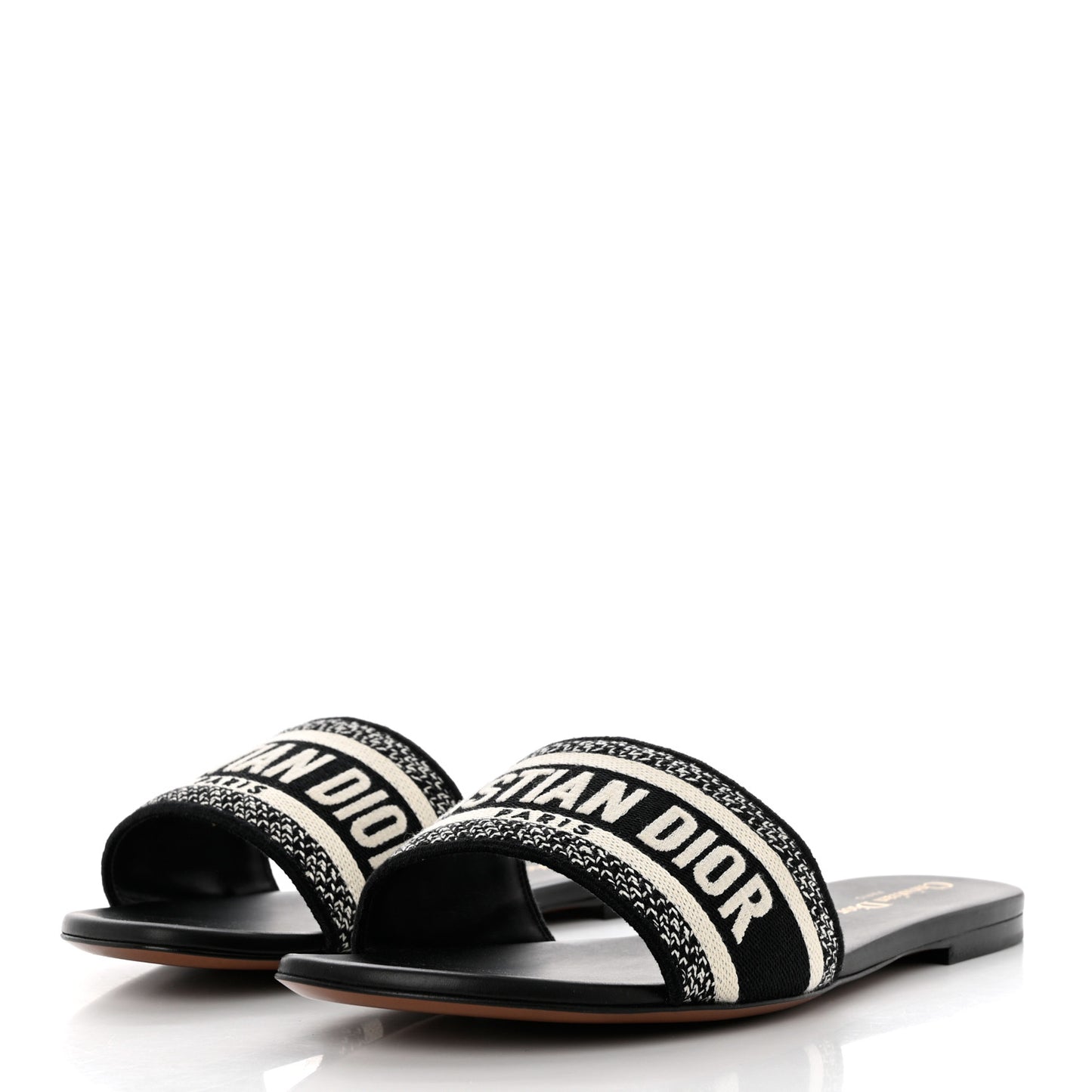 Canvas Embroidered Dway Mules Slide Sandals 41 Black
