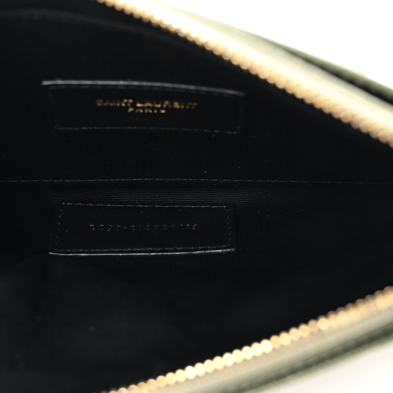 Saint Laurent Grain De Poudre Chevron Monogram Large Bill Pouch Light Sage 5 of 8