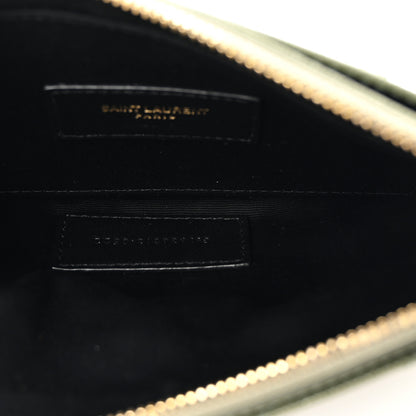 Saint Laurent Grain De Poudre Chevron Monogram Large Bill Pouch Light Sage 5 of 8
