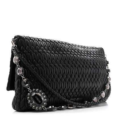 Miu Miu Nappa Matelasse Crystal Flap Clutch Black 5 of 23