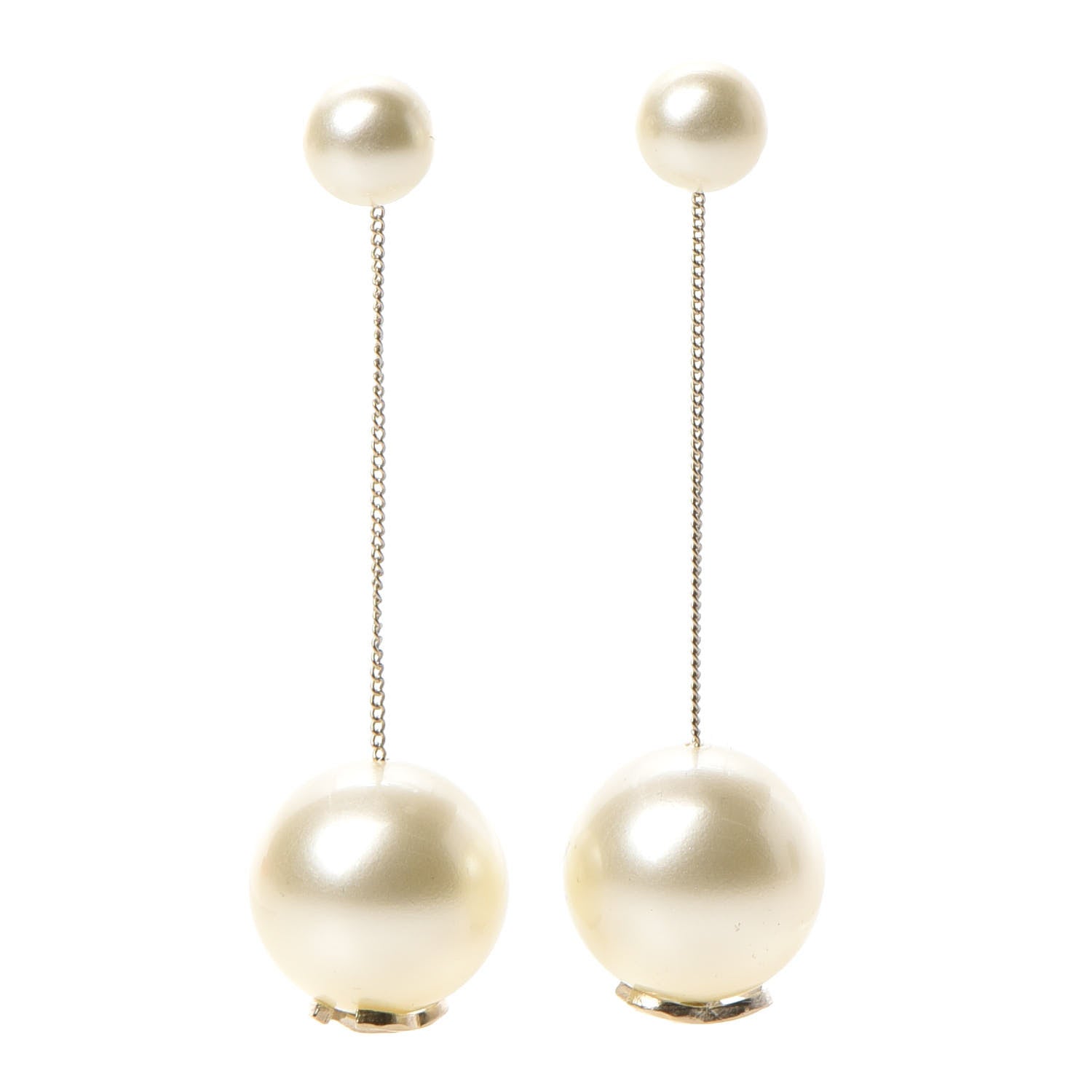 Chanel Pearl CC Chain Drop Earrings Gold 1 of 5