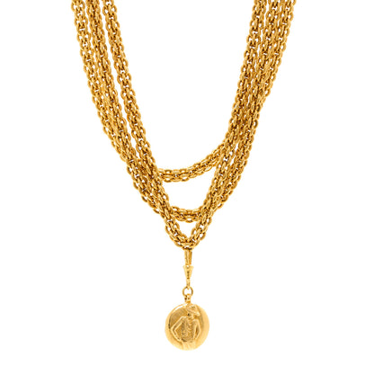 Chanel Metal Medallion Multi Chain Short Necklace Gold 1 of 7