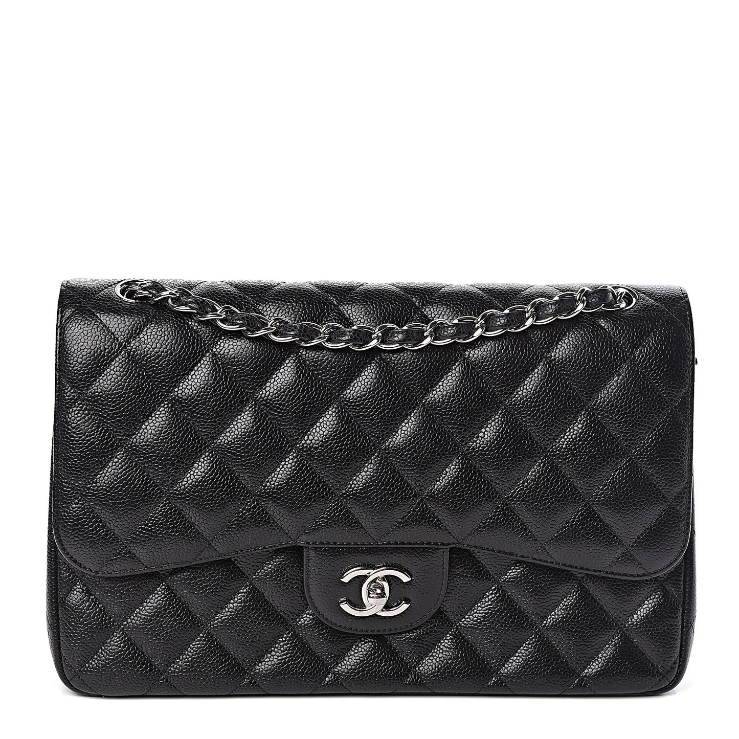 Caviar Quilted Jumbo Double Flap Black