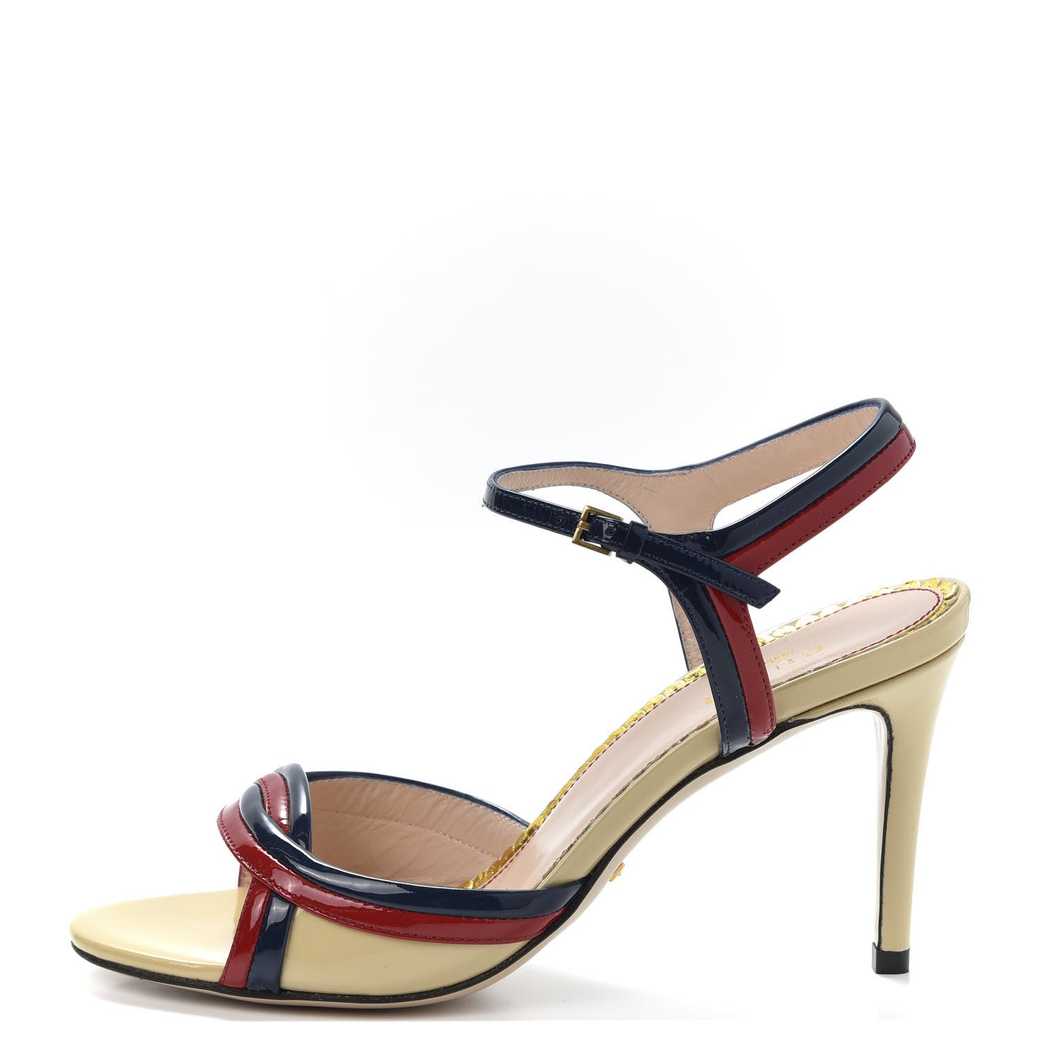 Gucci Patent Millie Ankle Strap Sandals 36.5 Red Blue Agata Sandstorm 1 of 9