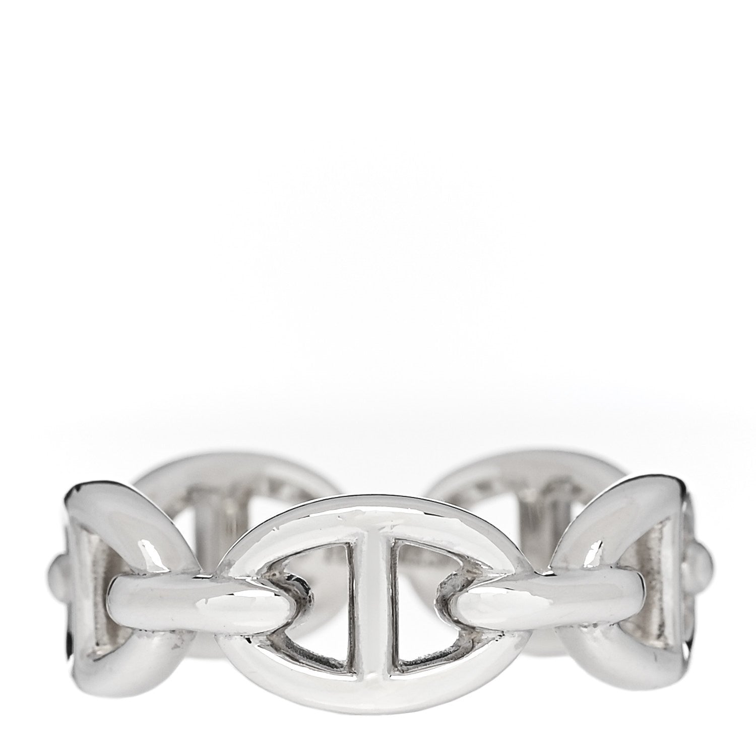 Hermes Sterling Silver PM Chaine d'Ancre Enchainee Band Ring 54 6.75 1 of 7