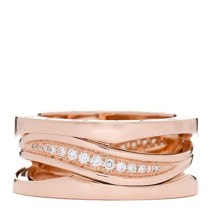 Bulgari 18K Rose Gold Diamond Pave B.Zero1 Legend Ring 55 7.25 1 of 7