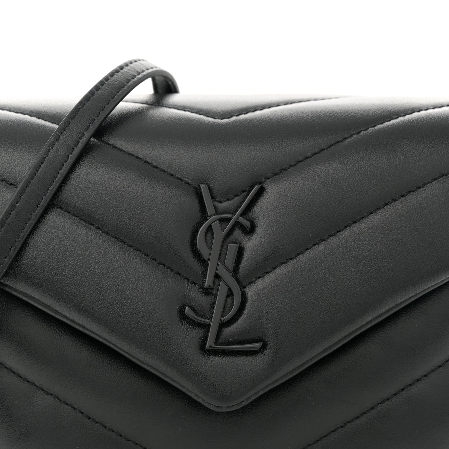 Saint Laurent Calfskin Y Quilted Monogram Monochrome Toy Loulou Crossbody Bag Black 8 of 11