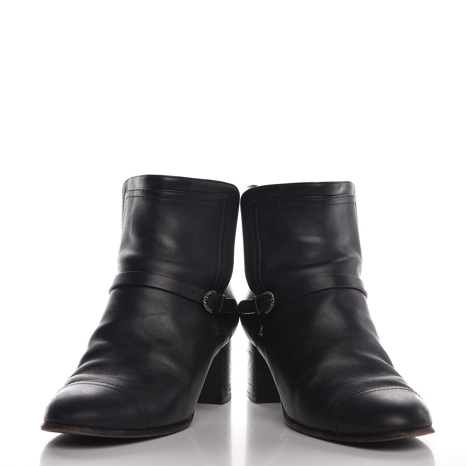 Chanel Calfskin CC Buckle Short Boots 38 Black 7 of 11