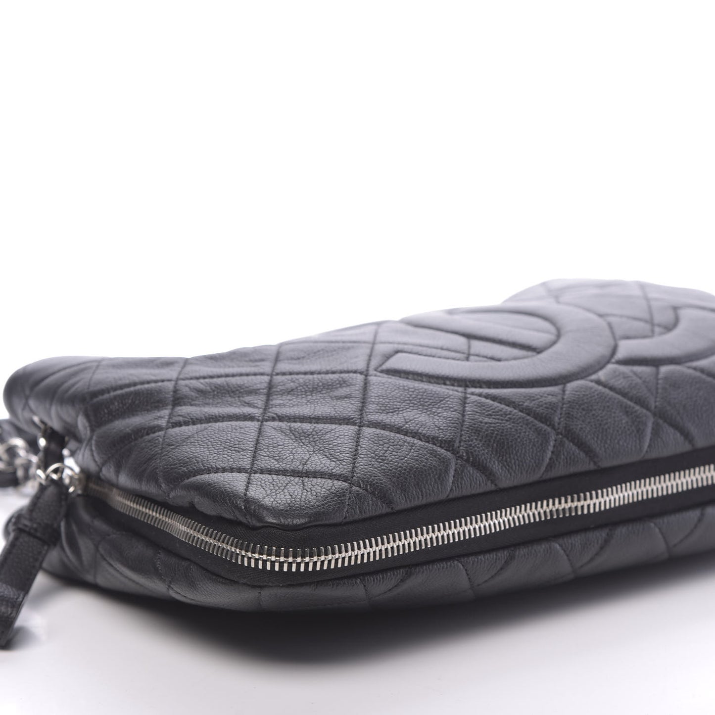 Caviar Quilted Expandable Zip Shoulder Bag Black