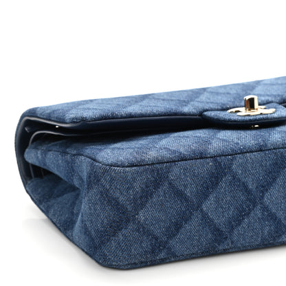 Chanel Printed Denim Quilted Medium Double Flap Dark Blue 9 of 11