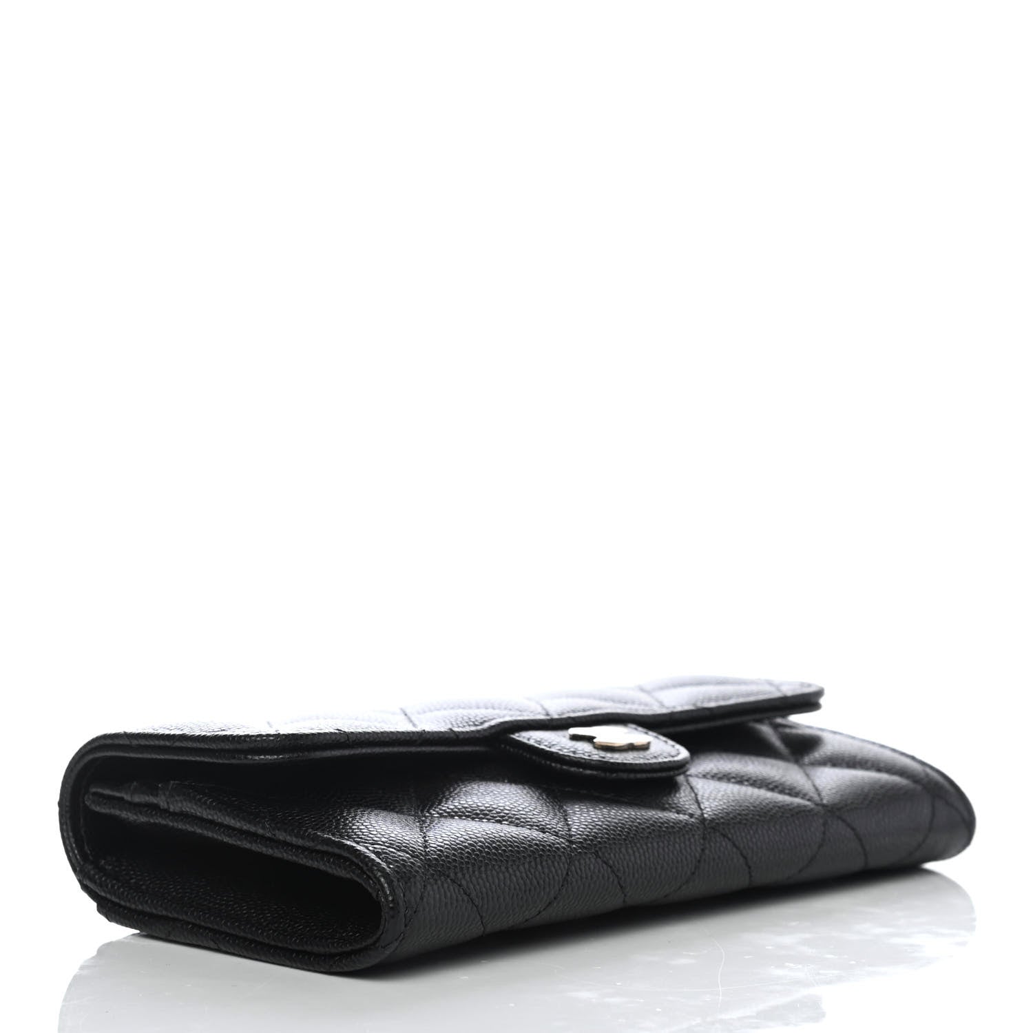 Chanel Caviar Quilted Medium Gusset Flap Wallet Black 3 of 4