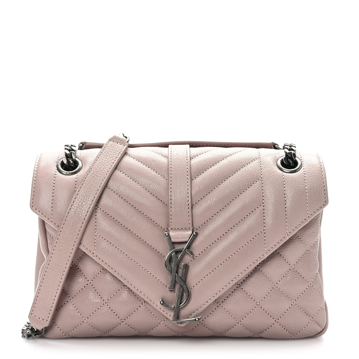 Saint Laurent Calfskin Tri-Quilt Monogram Medium College Bag Pink 1 of 9