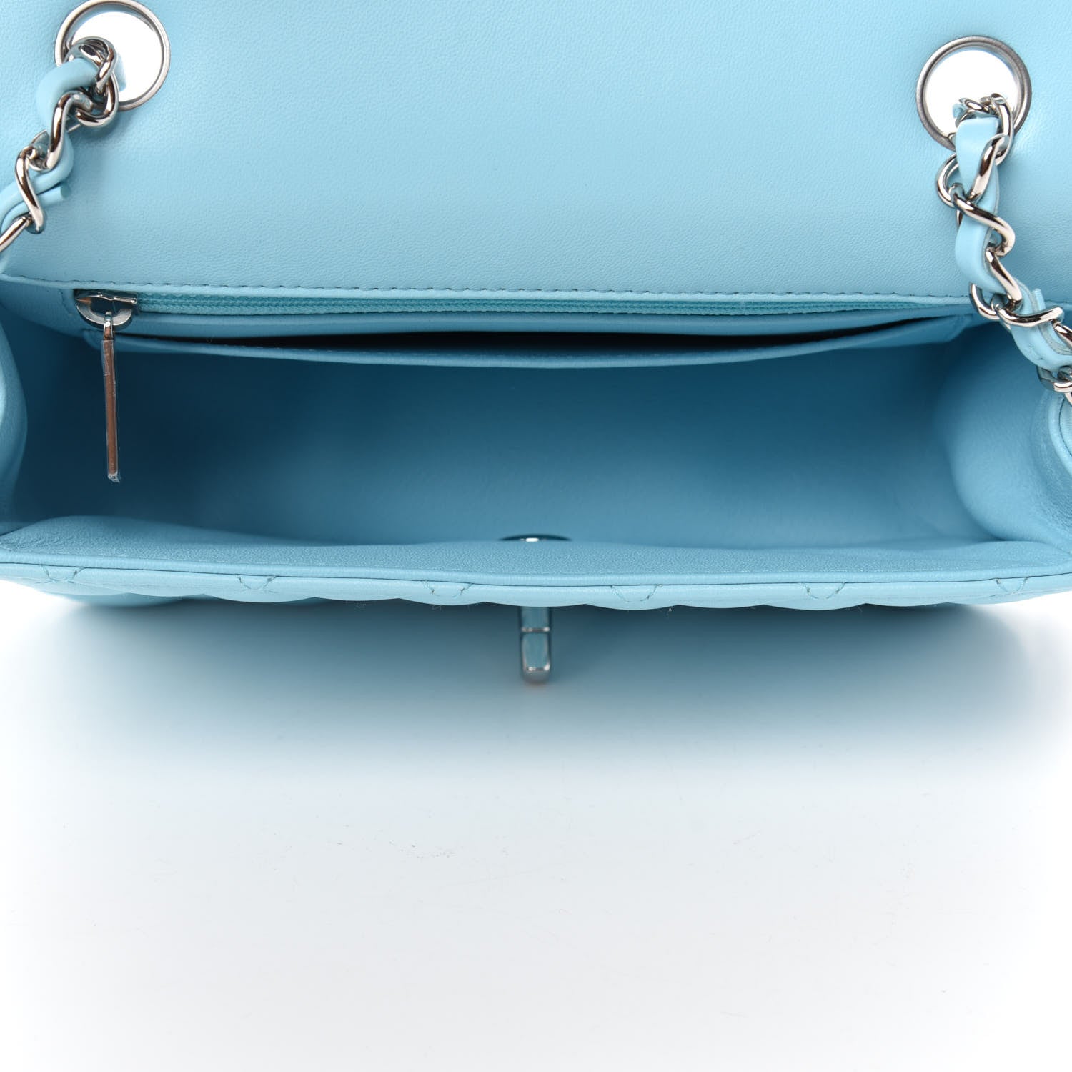 Chanel Lambskin Quilted Mini Rectangular Flap Neon Blue 5 of 11