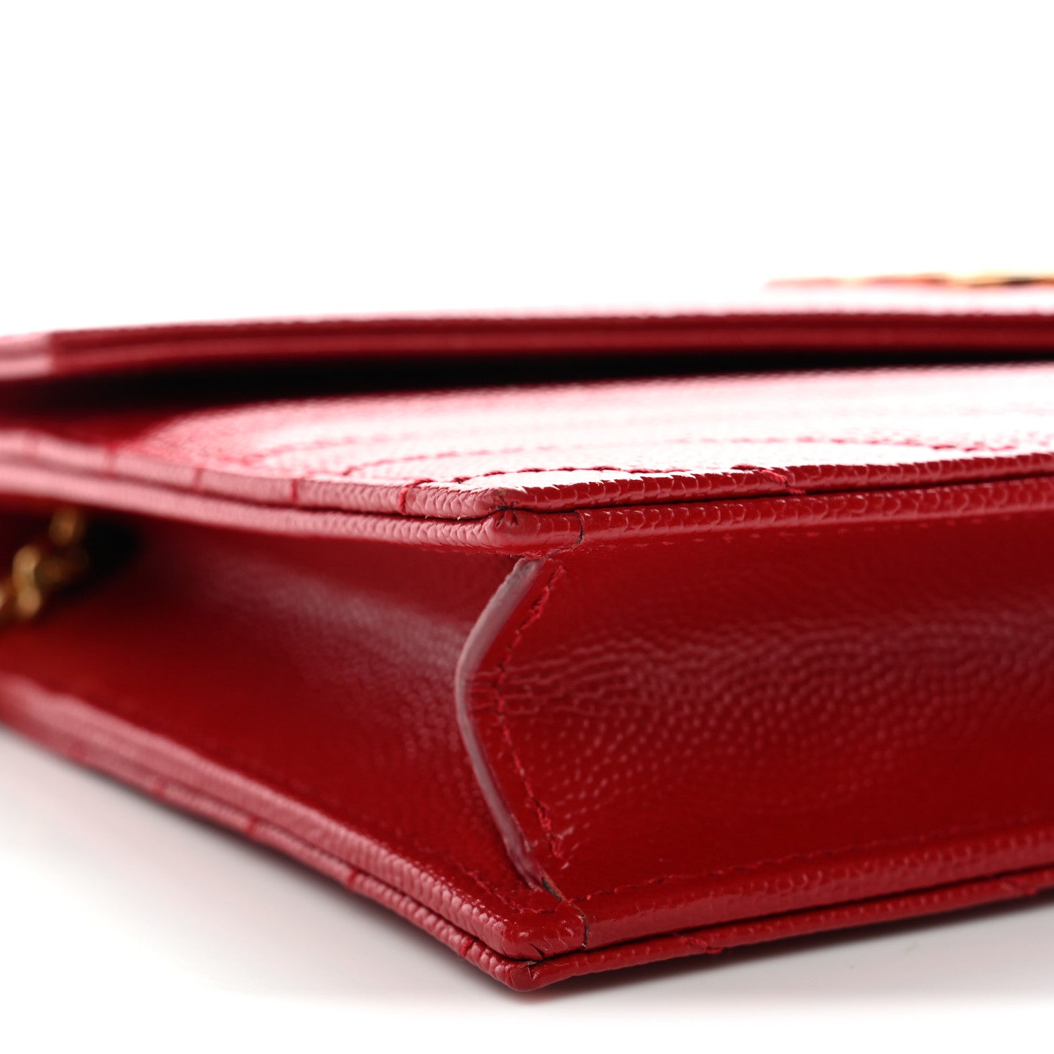 Saint Laurent Grain De Poudre Matelasse Chevron Monogram Envelope Chain Wallet New Red 8 of 10