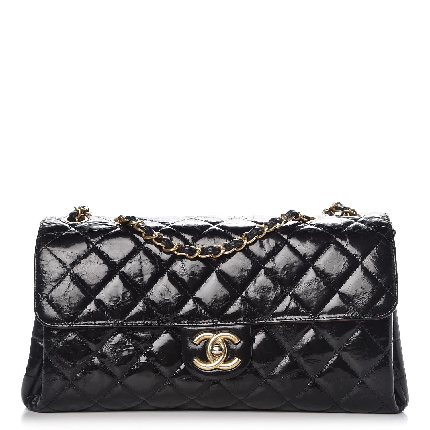 Chanel Glazed Crinkled Calfskin Flap Black 1 of 7