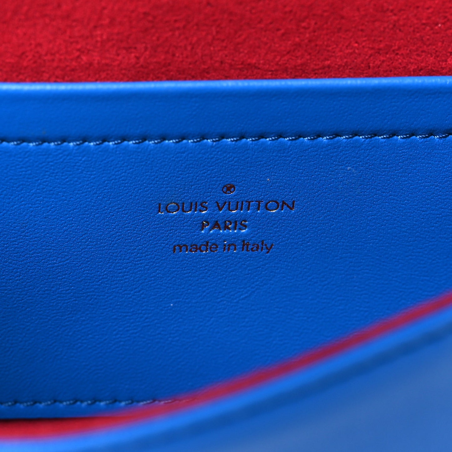 LOUIS VUITTON Lambskin Embossed Monogram Vuittamins Pochette Coussin Blue Red
