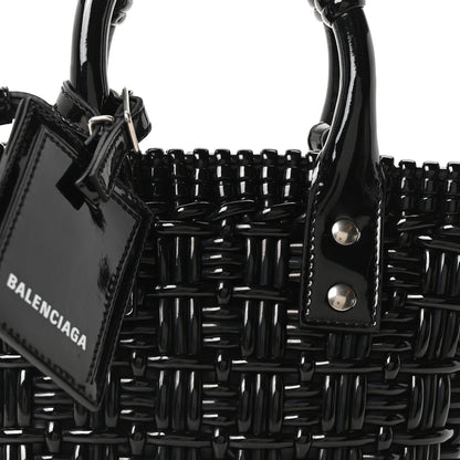 Balenciaga Faux Calfskin Braided Varnished XXS Bistro Basket Black 7 of 9
