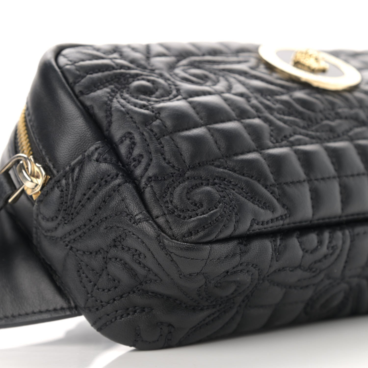 Versace Nappa Barocco Quilted Vanitas Medea Belt Bag Black 8 of 9
