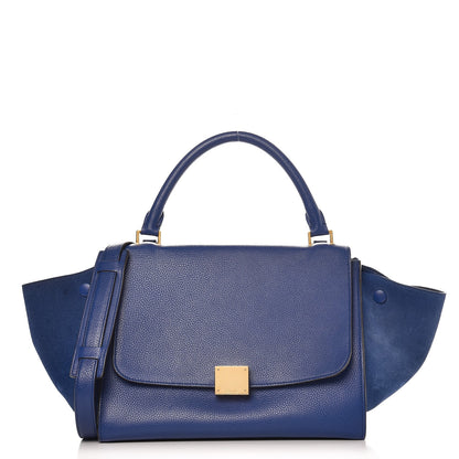 Celine Drummed Calfskin Suede Small Trapeze Indigo 1 of 12