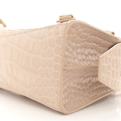 Balenciaga Shiny Supple Calfskin Crocodile Embossed Neo Classic Gold Hardware Mini City Light Beige 10 of 13