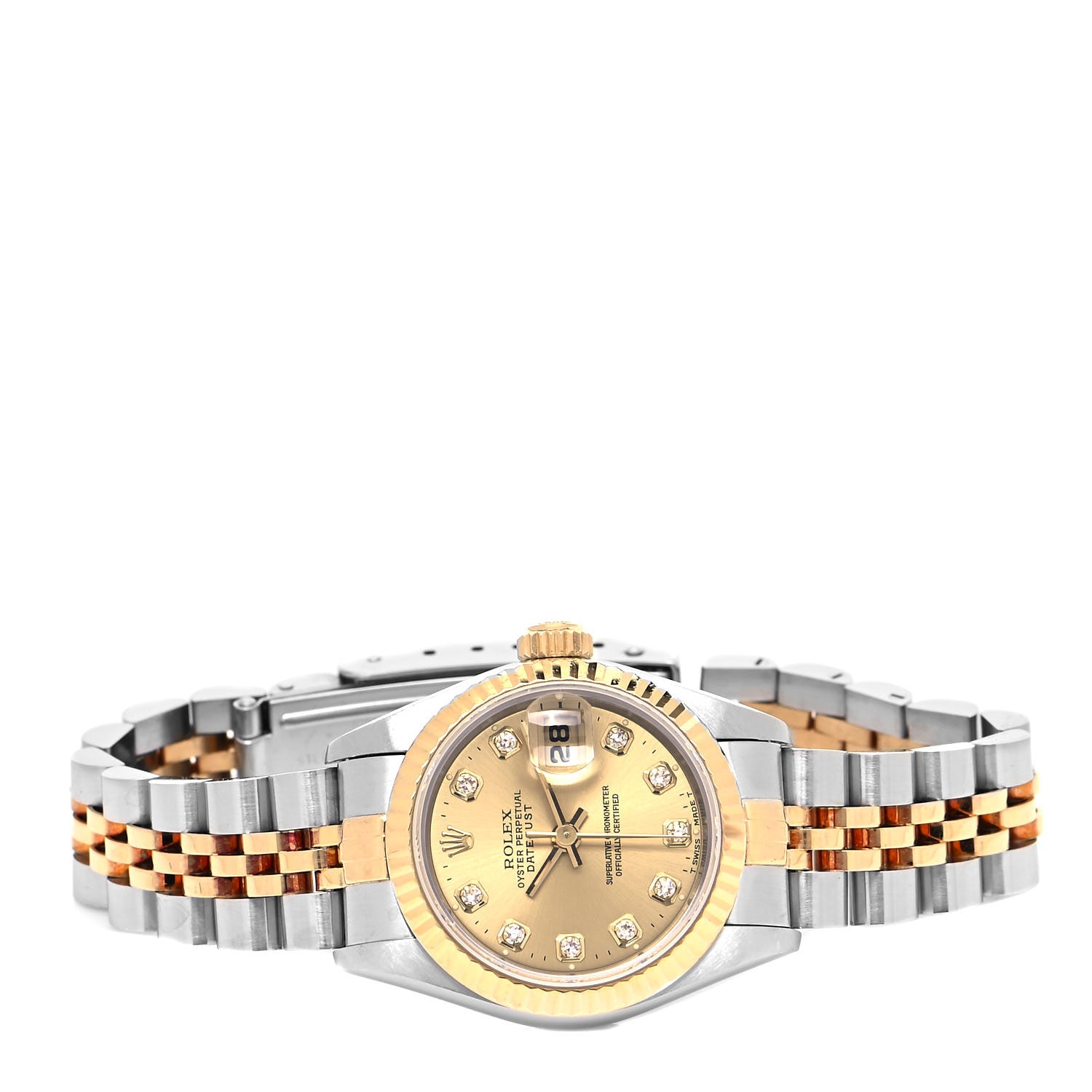 Rolex Stainless Steel 18K Yellow Gold Diamond 26mm Oyster Perpetual Datejust Watch Champagne 69173 2 of 4