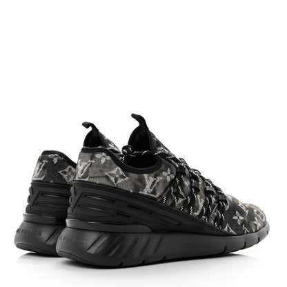 Louis Vuitton Denim Rubber Monogram Tie Dye Mens Fastlane Low Sneakers 8.5 Black 4 of 8