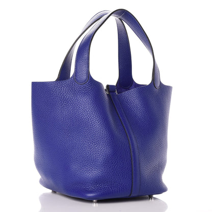 Hermes Taurillon Clemence Picotin Lock 22 MM Bleu Electrique 3 of 8