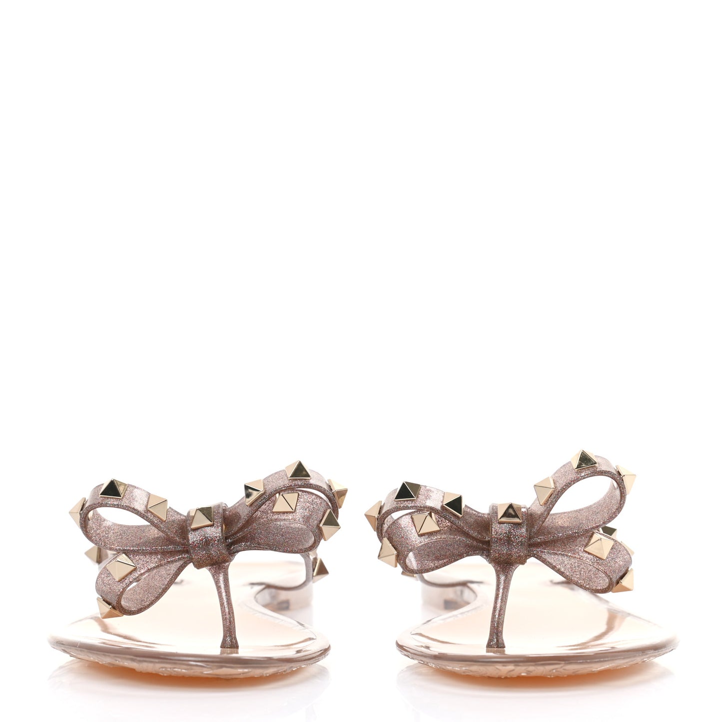 PVC Jelly Glitter Rockstud Bow Thong Sandals 40 Multicolor