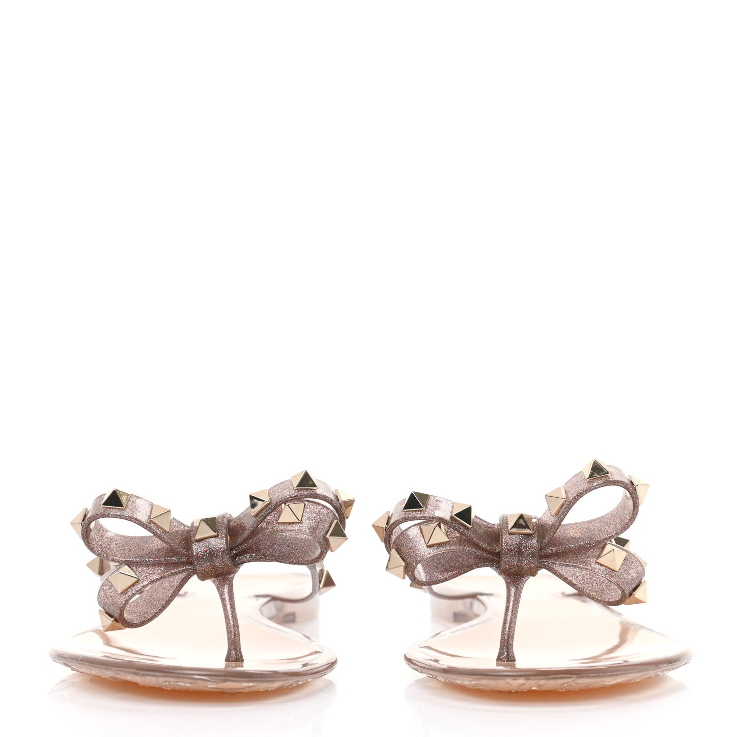 Valentino Garavani PVC Jelly Glitter Rockstud Bow Thong Sandals 40 Multicolor 2 of 7