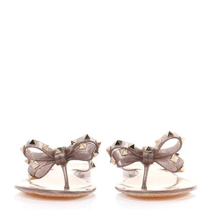 Valentino Garavani PVC Jelly Glitter Rockstud Bow Thong Sandals 40 Multicolor 2 of 7