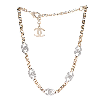 Chanel Crystal Chain CC Link Choker Gold Silver 3 of 6