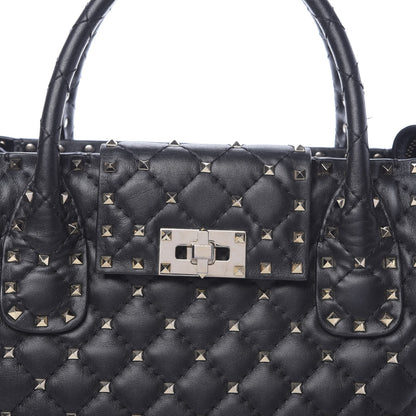 Valentino Garavani Nappa Rockstud Spike Double Handle Tote Black 7 of 15