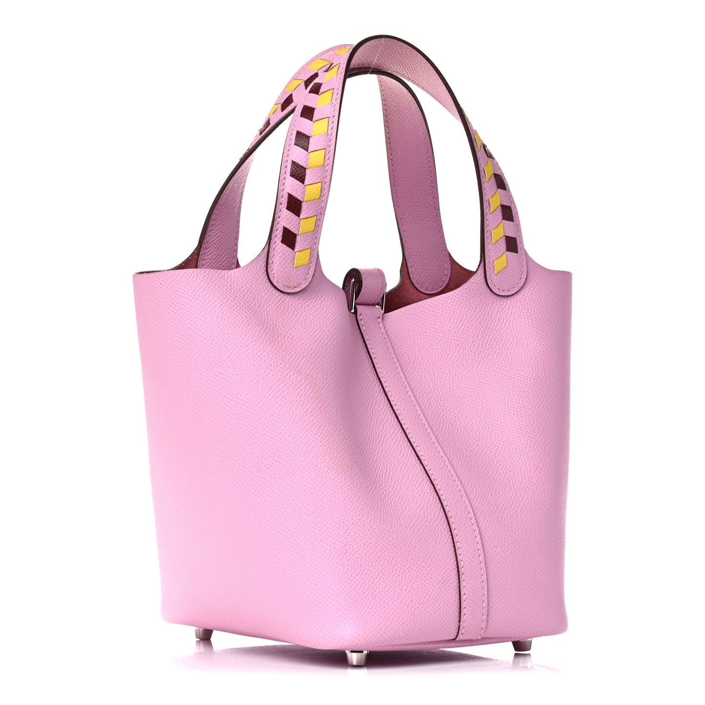 Epsom Tressage De Cuir Picotin Lock 18 PM Mauve Sylvestre Rouge H Jaune De Naples