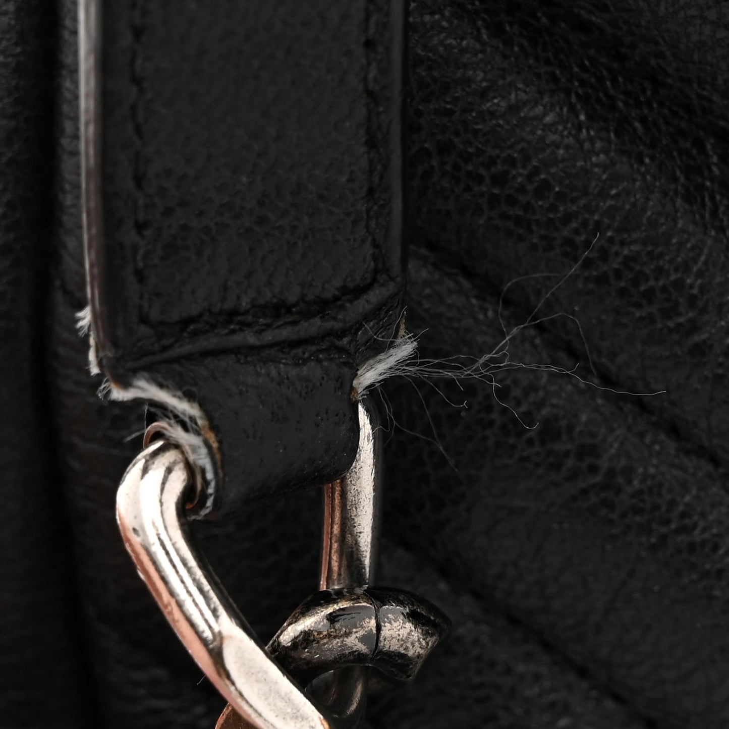 Sheepskin Matelasse Chevron Monogram Large College Satchel Black