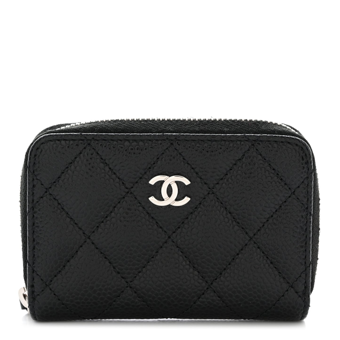 Caviar Quilted Classic Zipped Coin Purse Black