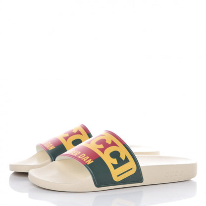 Gucci X DAPPER DAN Rubber Womens Slide Sandals 40 Red Green Crop 3 of 9