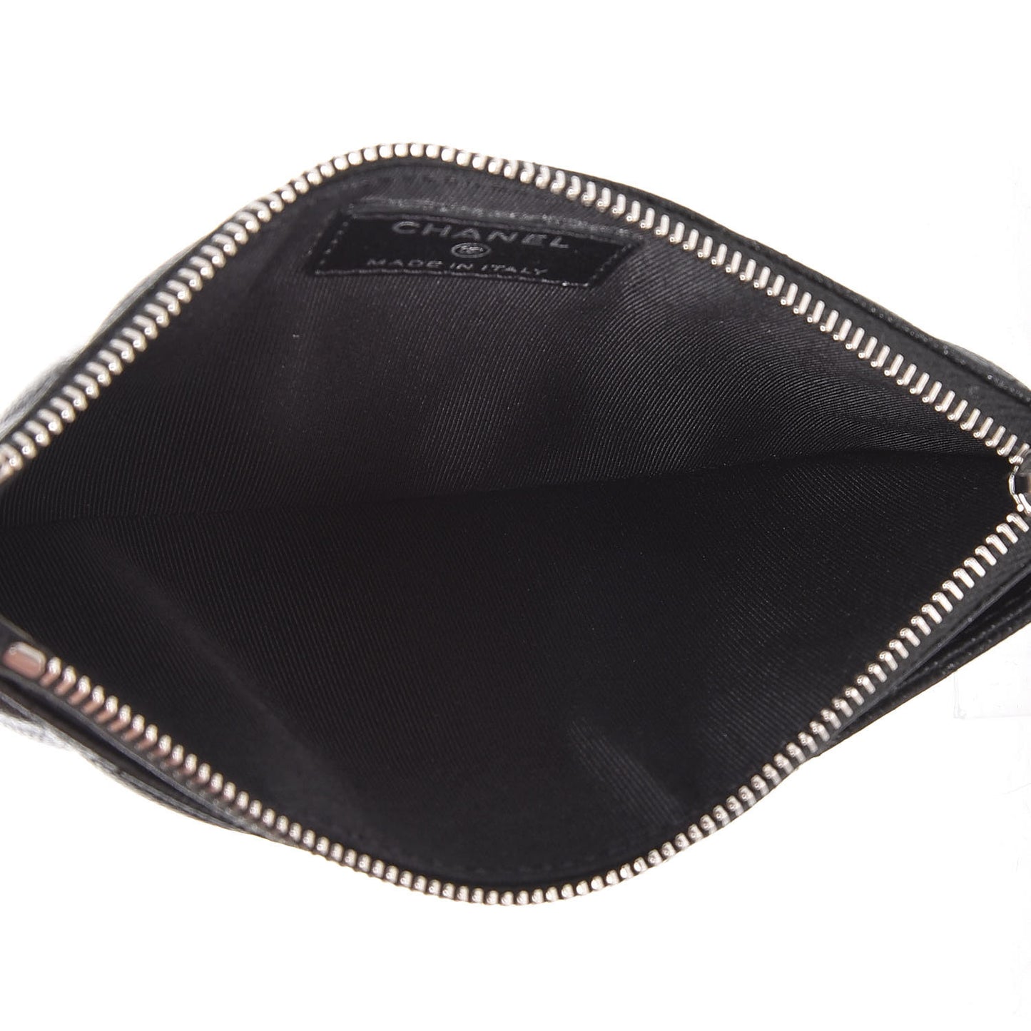 Iridescent Caviar Quilted Classic Zip Pouch Black